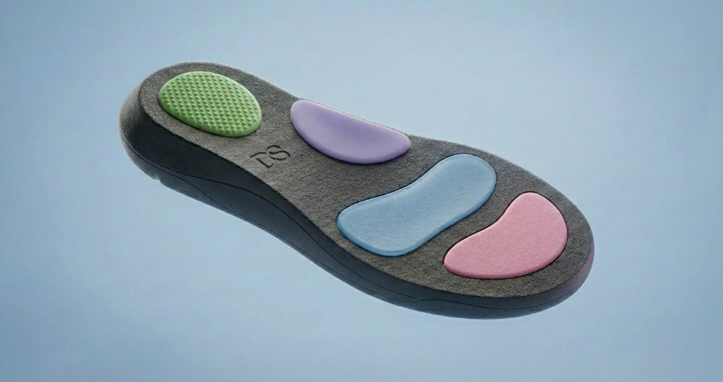 Dansense — final haptic sole with neon vibration paths representing dance directions