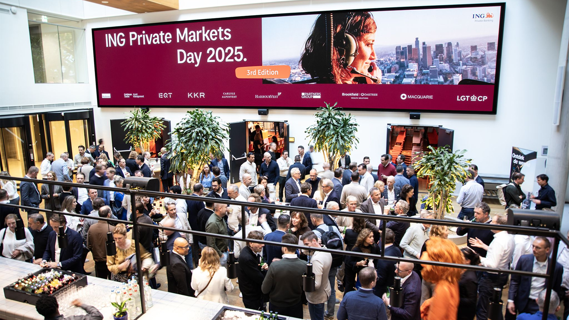 ING Private Banking — Private Markets Day 2025 event, campaign screen and partner logos