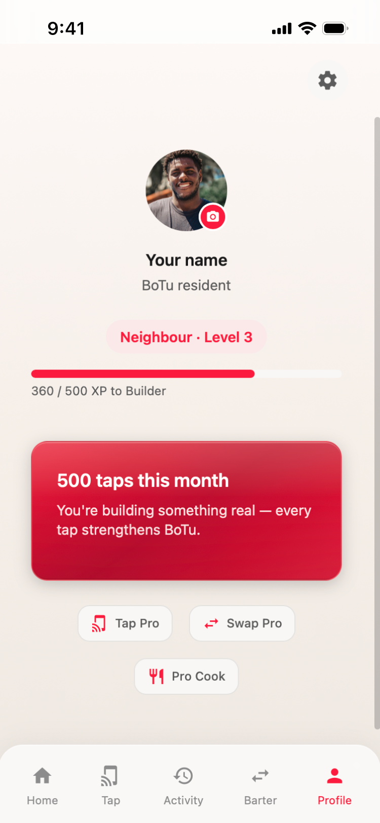 Buur Profile — user level and achievements
